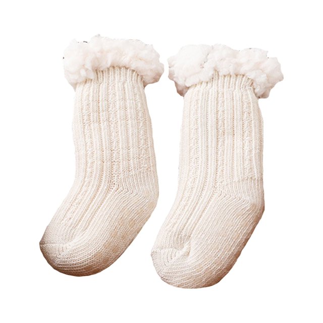 SUNSIOM Infant Baby Lamb Floor Socks Solid Color/Contrast Color Baby Winter Warm Thick Knit Crew Socks