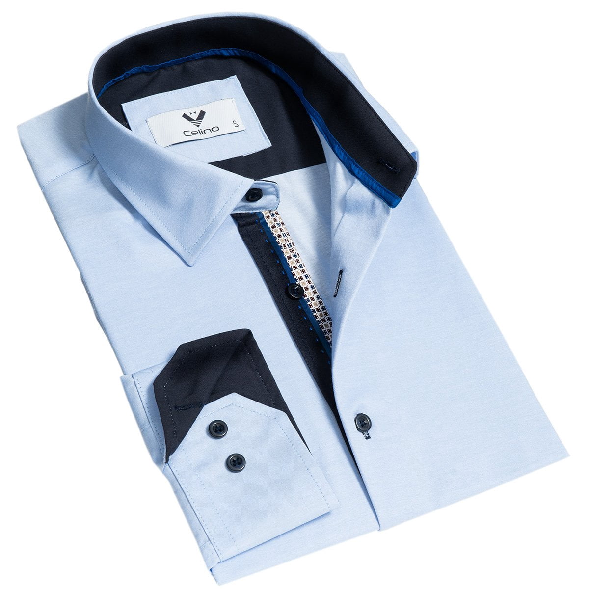 Light Blue Men's Long Sleeve Slim Fit 