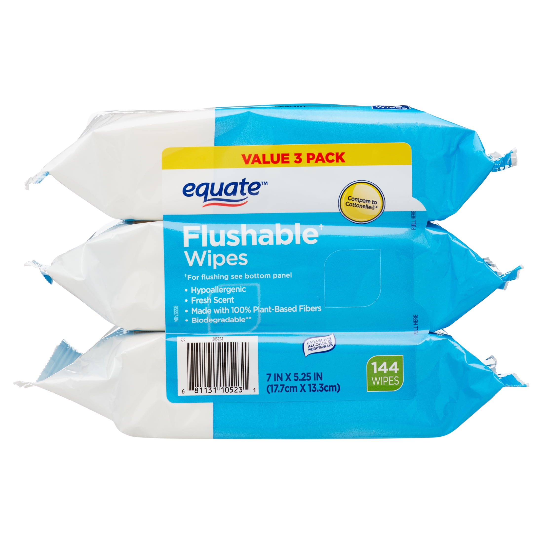 Fresh Scent 240 wipes total Equate Flushable Wipes 5 packs of 48 wipes 