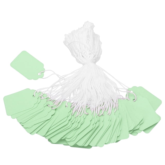 Uxcell Price Tags, Blank Paper Hang Tag Writable Label with String Attached for Gift Pricing Jewelry Clothing Light Green