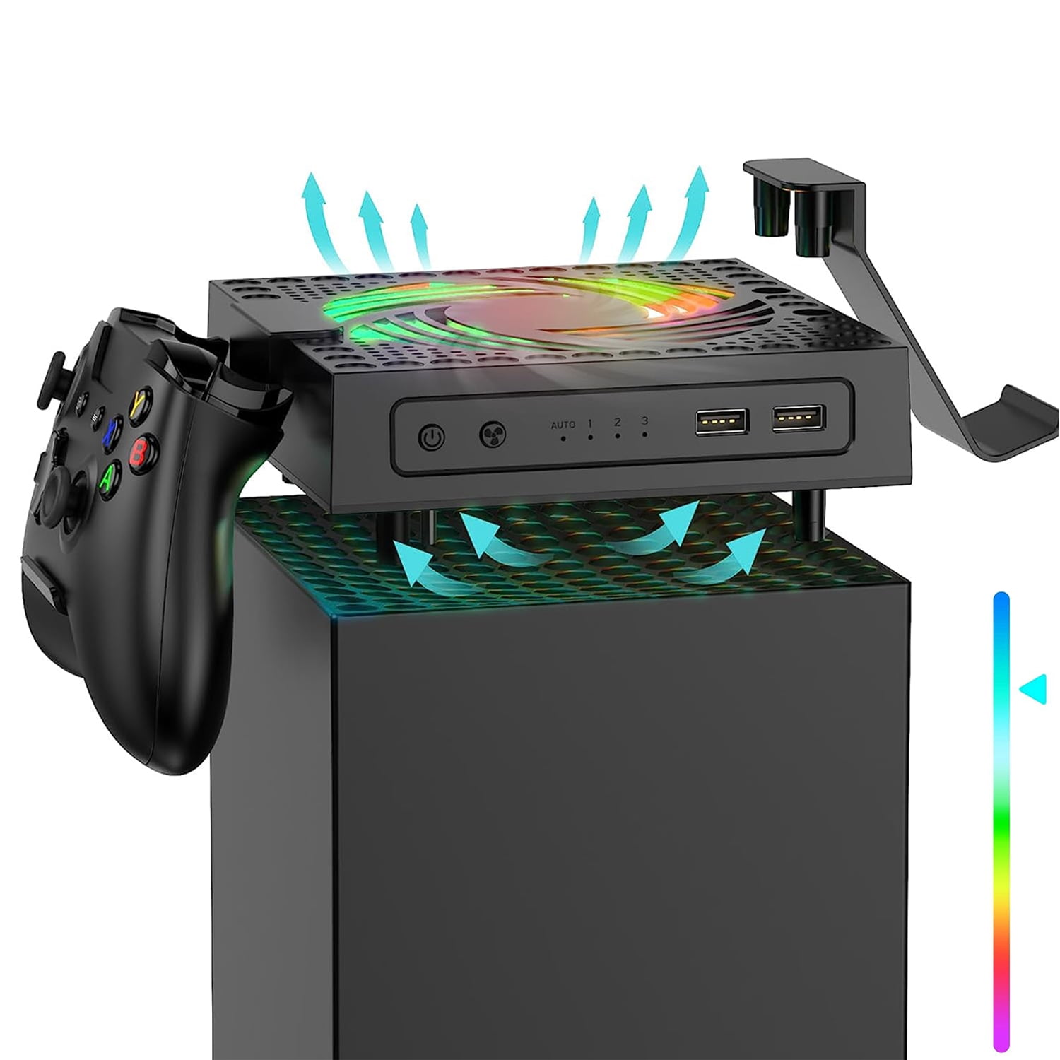 Automatic Cooling Fan for Xbox Series X Console, 2 Charging Stand