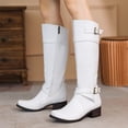 thumbnail image 4 of Akiihool Women's Boots Womens High Platform Mid Calf Wedges High Heel Round-Toe Side Zip Punk Combat Boots For Women (White,6.5), 4 of 5