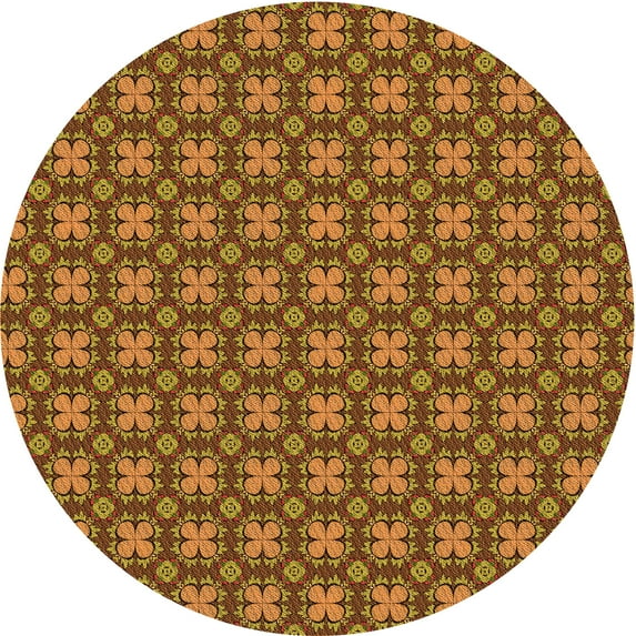 Ahgly Company Machine Washable Indoor Round Transitional Saffron Red Area Rugs, 4' Round