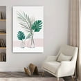 thumbnail image 4 of 48" Pretty Green Foliage Leaves Pink Canvas Wall Art, 4 of 5