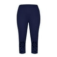 thumbnail image 5 of gbyLJF Womens Capri Leggings Casual Summer Workout Sweatpants Plus Size High Waisted Comfy Lightweight Yoga Capris A03_Navy S, 5 of 7