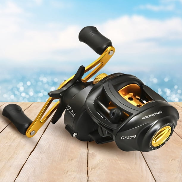 Carrete Giratorio 7,2: 1 rueda de pesca Baitcasting accesorios de exterior estables de Metal de engranaje de alta velocidad