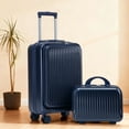 thumbnail image 3 of S-HOME Modern 14"/20" Waterproof Spinner Wheel Luggage Set with Adjustable Handle and 14" Cosmetic Case with Combine Lock  ABS Material, Navy, 3 of 25