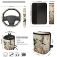 thumbnail image 4 of Jeiento Hummingbird Car Seat Covers Set of 12 Steering Wheel Cover Seatbelt Cushion Pad Trash Bin Car Vent Organizer Pouch Spring Flower Cup Holder Wristlet Keychain for SUV Van Sedan, 4 of 7