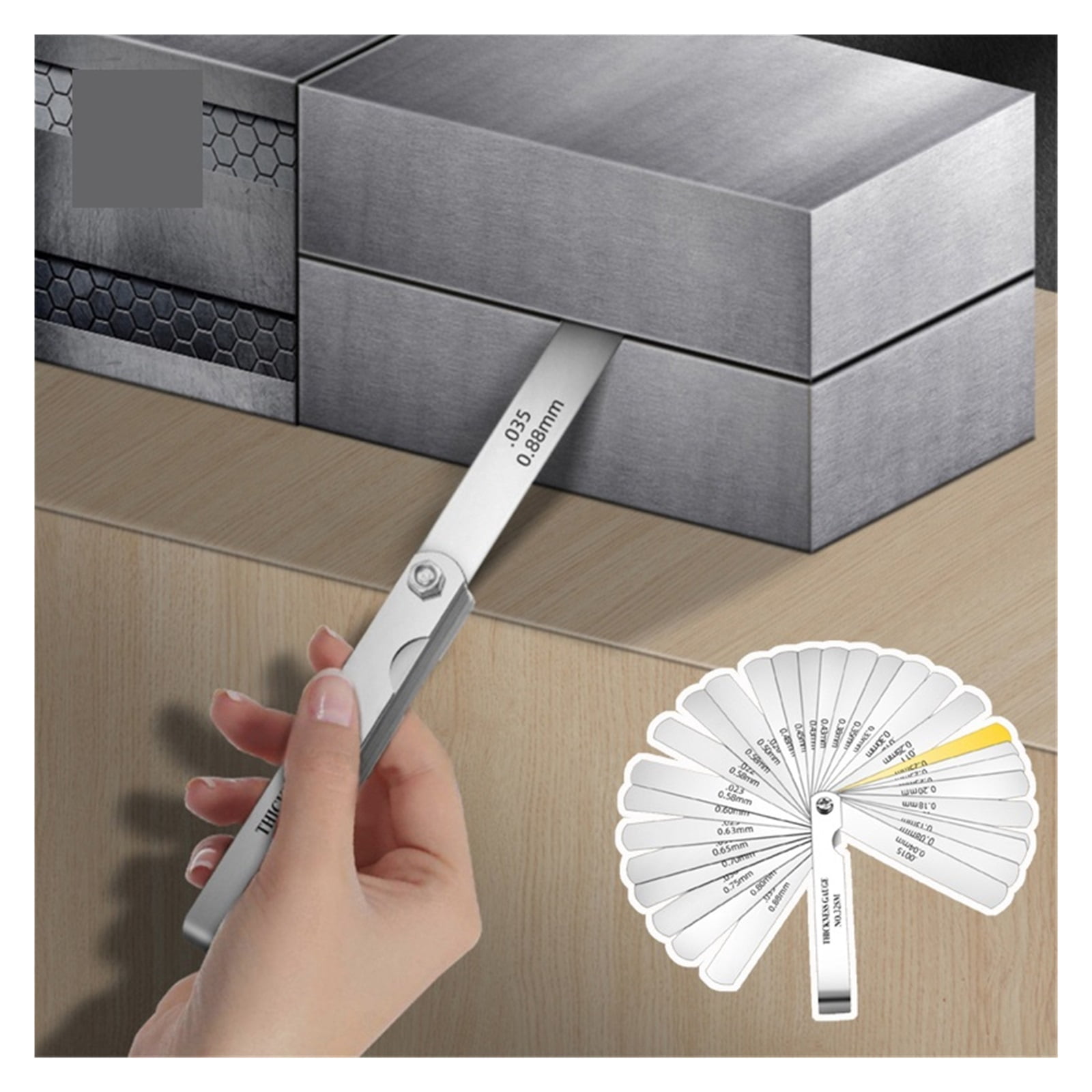 Feeler Gauge Metric 0.04-0.88mm Thickness Gauge Set Valve Valve Blade Gap Measurement Probe Gap ,Easy to Use