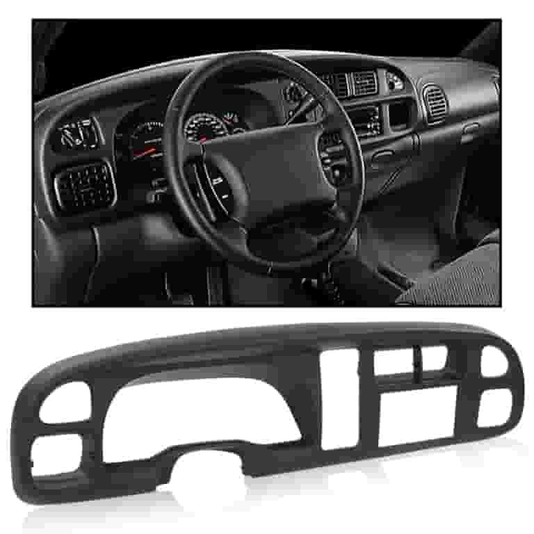 Marco (bisel) Para Tablero De Instrumentos De Dodge Ram 1998-2002 - Color Negro, Incluye Clips, Fácil Instalación