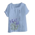 thumbnail image 3 of Xuyuer Womens Linen Tops 2026 Summer Short Sleeve Shirts Loose Crewneck Casual Boho Tops Vintage Embroidered Blouses Loose Short Sleeves, Fashion Blouses for Women, 3 of 5