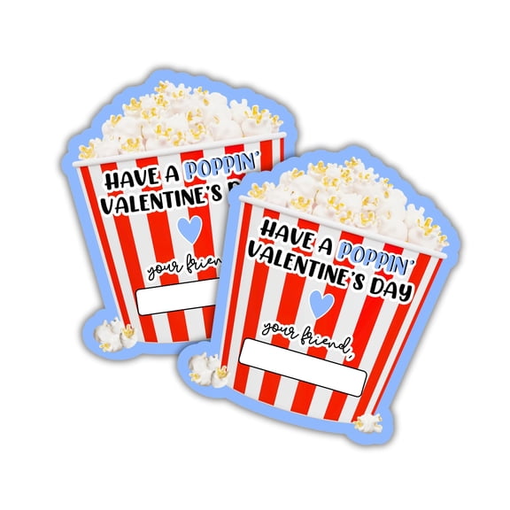 Have A Poppin Popcorn Valentine's 30 pk Die Cut Pop corn Blue Cards  inches Cards  Bulk Classroom to Attach to Un-popped Popcorn Bag for Valentines Day  Poppin' Valentine's Day
