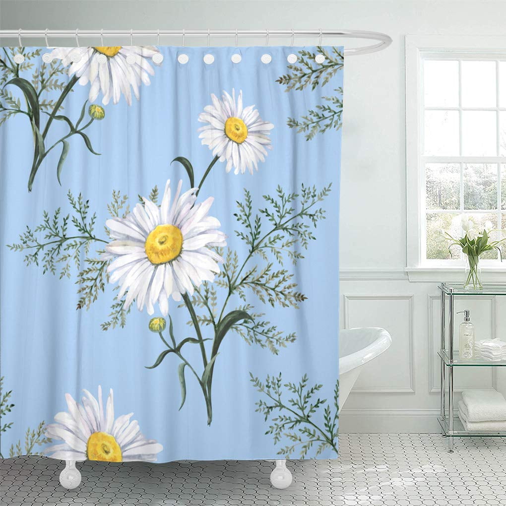CYNLON Flower White Daisy Garden of Daisies Watercolor Pattern
