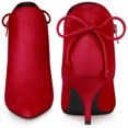 thumbnail image 2 of DARING DIVA Women's Pointed Toe Bow Cutout Kitten Heels Ankle Booties 10 Red, 2 of 4