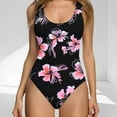 thumbnail image 2 of Lovzfmll Women's One Piece Swimsuit Crew Neck Summer Print with Built-In Pads, Dressy Spaghetti Straps Push-Up Low Back Slimming Bathing Suit, Black S, 2 of 4