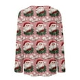 thumbnail image 7 of Inglocry Women Christmas Tops Long Sleeve Womens Top Funny Christmas Graphic Tshirts Crewneck Holiday Pullover Tops Pink 2XL, 7 of 7