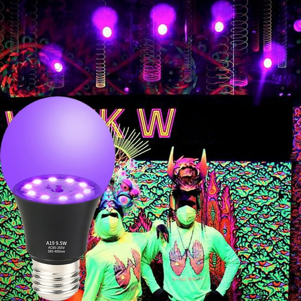 9.5W UV Light LED Black Light Bulbs Glow in The Dark Poster Neon Party Club  Bar