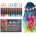 thumbnail image 1 of 12 colores temporales para el cabello, bolígrafos de tiza, crayones, salón, lavable, tinte de color para el cabello, kit de cara, seguro para maquillaje, fiesta de cumpleaños Sincero Hogar, 1 of 7