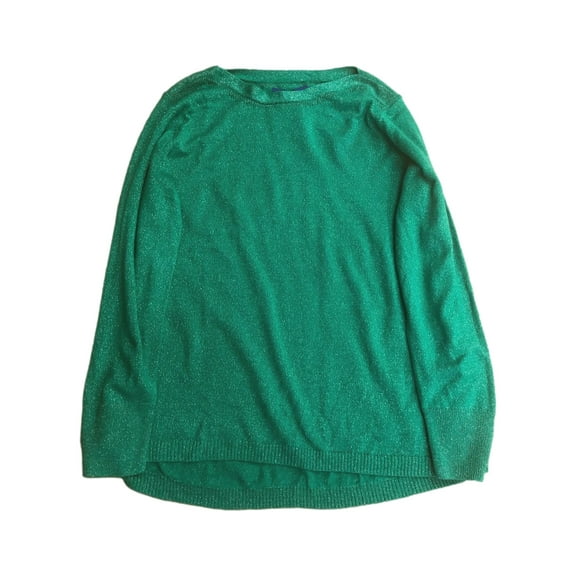 Womens Teal Green Sequin Convertible Crew Cowl Neck Holiday Sweater