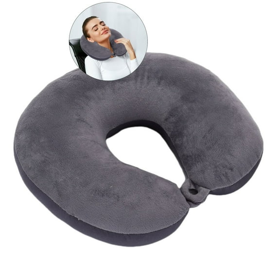 WNFJR Travel Pillow - Memory Foam Travel Neck Pillow, Airplane Pillow for Traveling, Car, Home, Office(Gray)