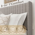 thumbnail image 5 of Frostbloom Full Size Linen Fabric Platform Bed Frame with Vertical Channel Tufted Wingback Headboard, Beige, 5 of 7