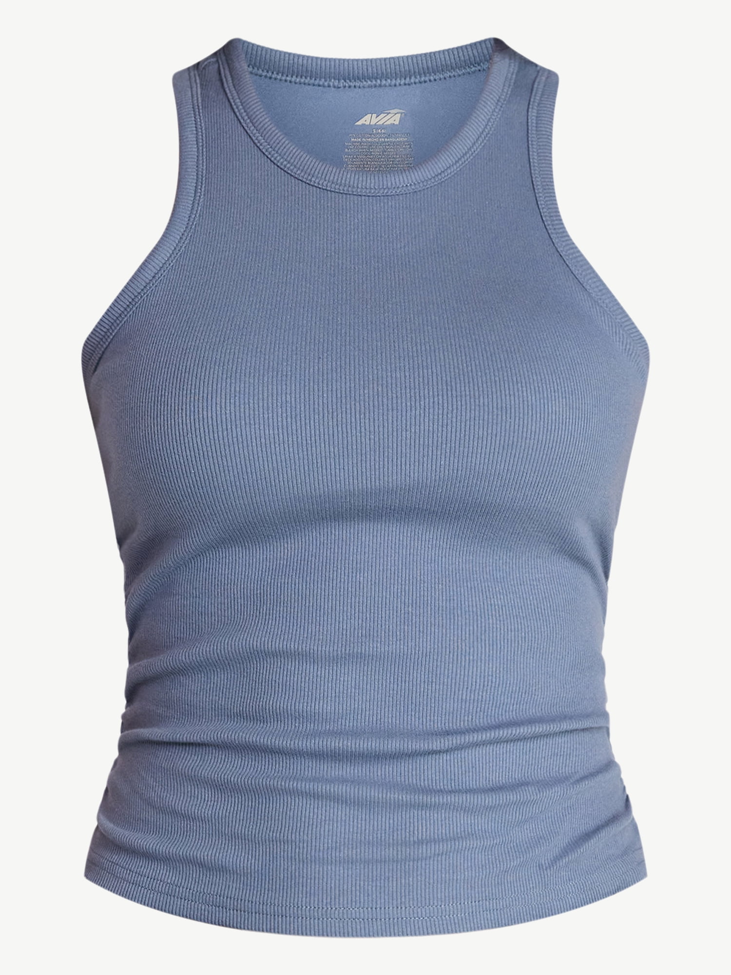 Avia Women's and Women's Plus Cotton Ruched Rib Tank Top, Sizes XS-4X