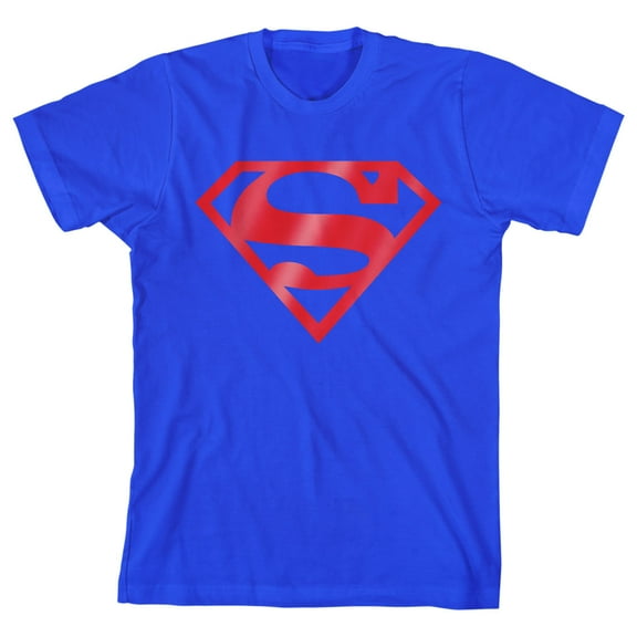 Superman Red Logo Boy's Royal Blue T-shirt-Medium