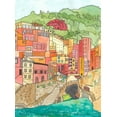 thumbnail image 2 of Bucheli, Jen 11x14 White Modern Wood Framed Museum Art Print Titled - Village By The River, 2 of 4