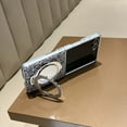 thumbnail image 3 of For Samsung Galaxy Z Flip 7 Phone Case,Luxury Cute Bling Sparkle Shiny Bling Glitter Diamond Back,With Make-up Mirror,Contractile Ring Kickstand,Shockproof Anti-Scratch Phone Case,Silver, 3 of 9