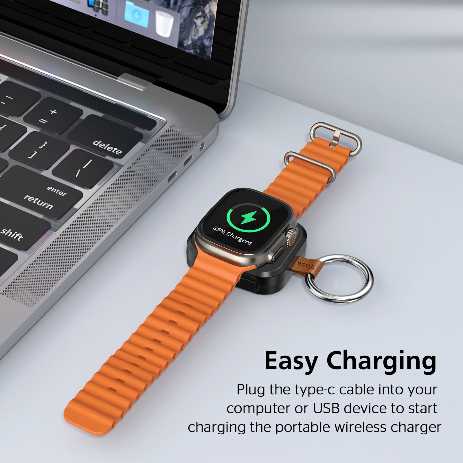 MYXON Apple Watch Charger, 1200mAh Wireless Portable Keychain Charger, Compatible with Series 11/10/9/8/7/SE/Ultra/Ultra 2/Ultra 3, Type-C & Usb