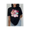 thumbnail image 1 of Smiling Face Print Short Sleeve T-shirt, Casual Crew Neck Top For Spring & Summer, Women's Clothing, 1 of 7
