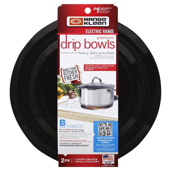Range Kleen Black Porcelain Drip Pans, 2 Count