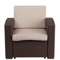 thumbnail image 3 of Chocolate Brown Faux Rattan Chair with All-Weather Beige Cushion, 3 of 9