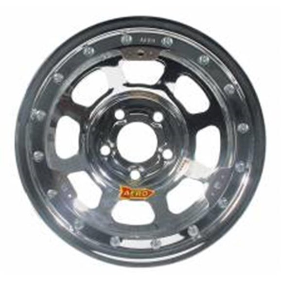 Aero Race Wheels 53-285040 15 x 8 in. 53 Series IMCA Rolled Beadlock Wheel, Chrome - 5 x 5 in. Bolt Circle