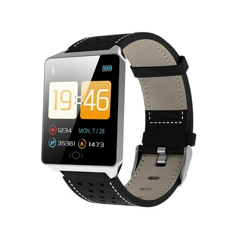 - Smart Bracelet Heart Rate Monitor Blood Pressure Monitoring Smart Bracelet Sports Blue Waterproof Bracelet (Silver)