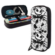 The Nightmare Before Christmas Jack Skellington Pencil Case Brown Leather Pen Bag Student Stationery Pouch Holder Organizer For School Office Supplies For Kids Teen Adult