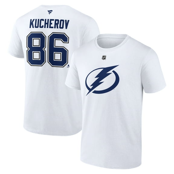 Men's Fanatics Nikita Kucherov White Tampa Bay Lightning Authentic Stack Name & Number T-Shirt