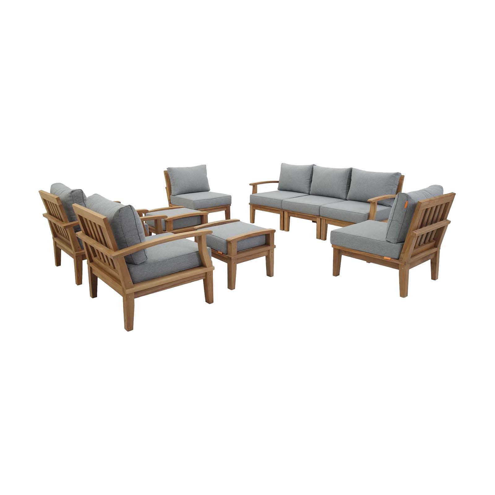 Modway Marina 9 Piece Outdoor Patio Teak Set, Multiple Colors
