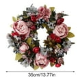 thumbnail image 3 of Clearance! Fenull Artificial Door Wreath Decoration Wreath Decorative Floral Wreath Wall Wreath for Spring Summer All Seasons Wall Decoration Wedding Party Festival Decor, 1X Artificial Peony Wreath, 3 of 5
