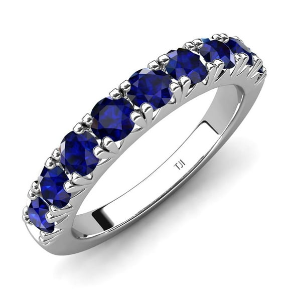 TriJewels 1.08 ctw Blue Sapphire (3.00 mm) 9 Stone Wedding Band in 10K Gold