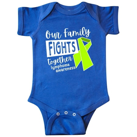 

Inktastic Our Family Fights Together Lymphoma Awareness Lime Ribbon Gift Baby Boy or Baby Girl Bodysuit