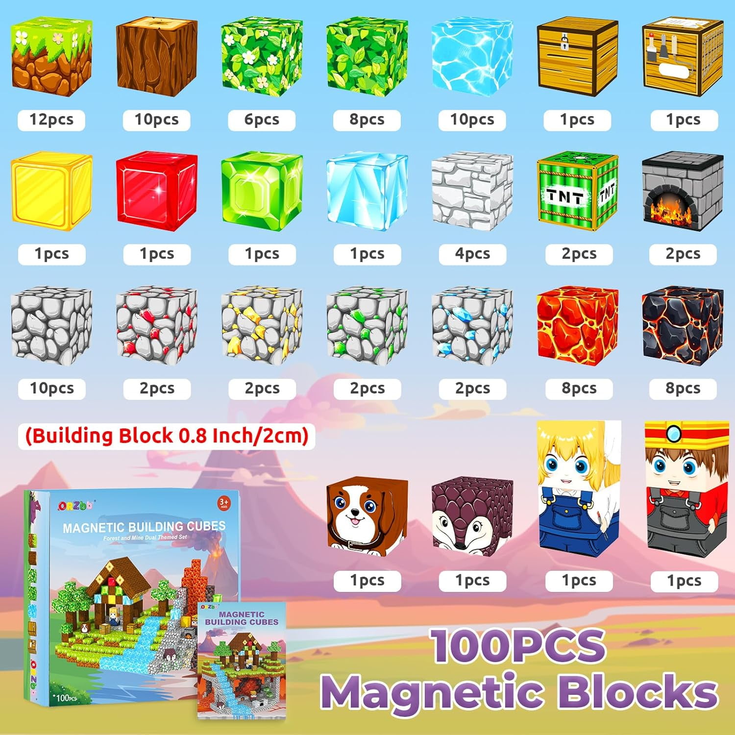 Magnetic Blocks, Magnetic Tiles Building Blocks, Sensory STEM Toys for adult Easter Birthday Gifts Travel Outdoor aldult Games (0.8IN/2CM)