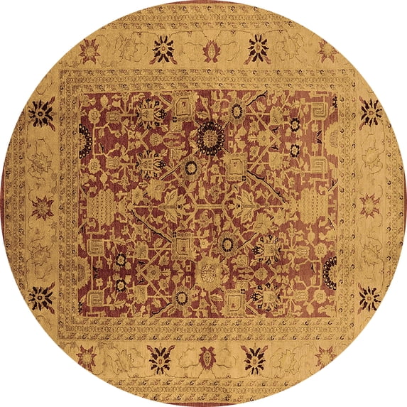 Ahgly Company Indoor Round Oriental Brown Traditional Area Rugs, 5' Round