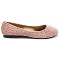 thumbnail image 2 of Shoes8teen Womens Faux Suede Rhinestone Ballerina Ballet Flats 4021 pink 11, 2 of 4