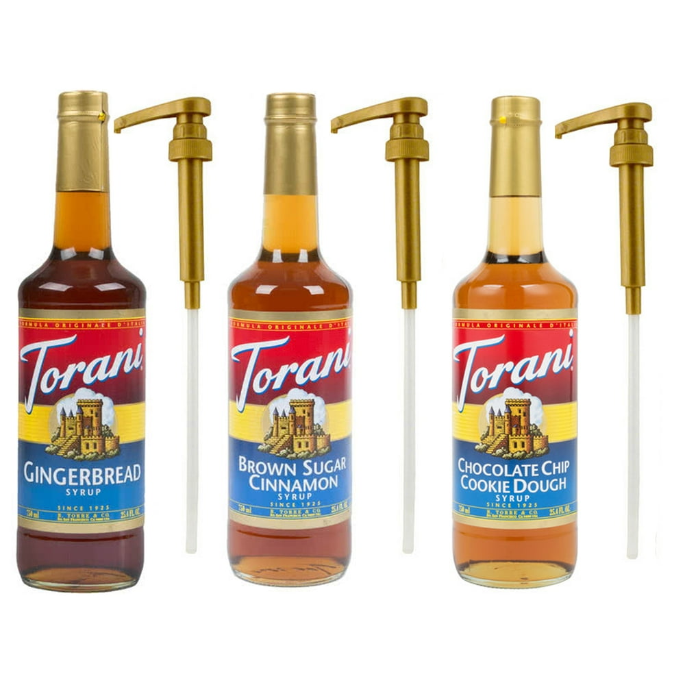 Torani Syrup Christmas 3 Pack Gingerbread, Brown Sugar Cinnamon and Chocolate Chip Cookie Dough