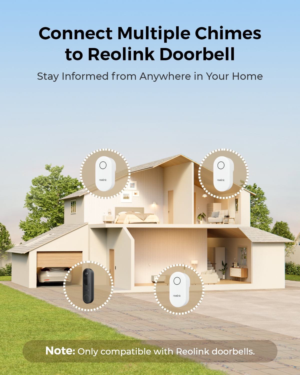 Reolink Chime for Video Doorbell,Plug-in Solution,Remote Control,Adjustable Ringtones,Volumes,Lights