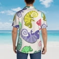 thumbnail image 4 of Disketp Hawaiian Shirts For Men,Colorful Pattern With Cute Chameleons Print Mens Casual Short Sleeve Button Down Shirts Beach Shirt, 4 of 7