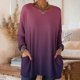 thumbnail image 1 of TaTaai Women‘s Casual Round Neck Gradient Long Sleeve Blouse With Pockets Loose Fit Solid Color T Shirts Soft Polyester Daily Holiday Travel Top Gift, 1 of 7