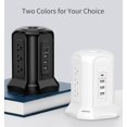 thumbnail image 2 of Regleta de Alimentaci&oacute;n Multicontacto de Torre,Regleta de Enchufes, Protector Contra Sobrecargas, Cable de Extensi&oacute;n con 9 Tomacorrientes de CA,4 USB-A 1 USB-C,Extension Electric, 2 of 7
