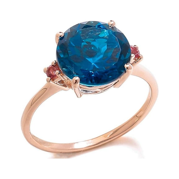YoTreasure 3.90 ct. t.w. London Blue Topaz & Pink Tourmaline 10kt Rose Gold Ring